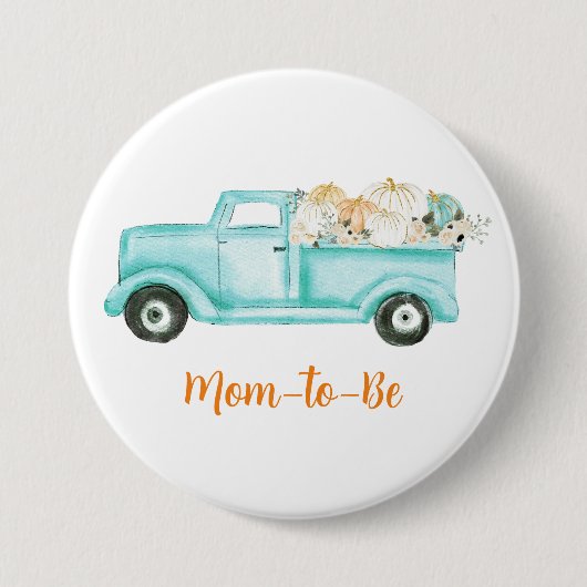 Badge Rond 7,6 Cm Mint Little Citrouille Baby shower Maman à être (Devant)