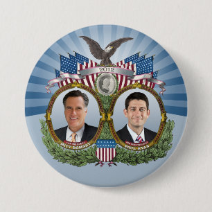 Badge Rond 7,6 Cm Mitt Romney Paul Ryan Jugate