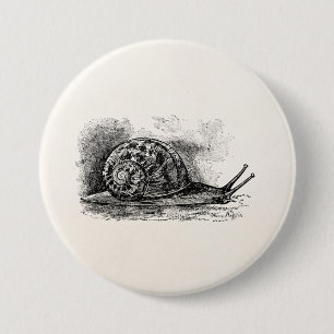 Badge Rond 7,6 Cm Modèle antique de rampement vintage d'escargot