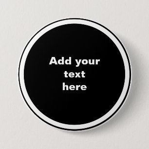 Badge Rond 7,6 Cm Modèle de cercle noir avec cadre de cercle blanc,