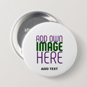 BADGE ROND 7,6 CM MODÈLE DE TEXTE D'IMAGE BLANCHE SIMPLE MODERNE (Devant & derrière)