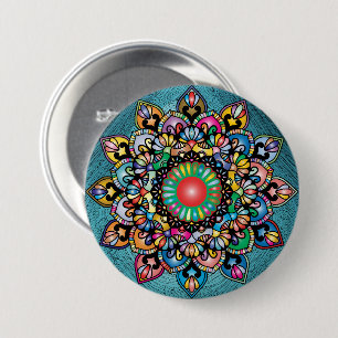 Badge Rond 7,6 Cm Modèle floral