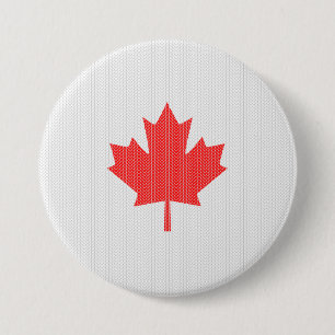 Badge Rond 7,6 Cm Modèle Knit Maple Leaf Tricot Motif
