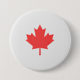 Badge Rond 7,6 Cm Modèle Knit Maple Leaf Tricot Motif