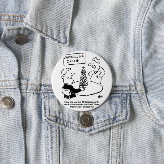 Badge Rond 7,6 Cm Modélisation du Dessin Tour Eiffel (En situation)