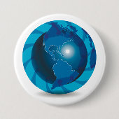 Badge Rond 7,6 Cm Modern Blue Earth Globe World Map (Devant)