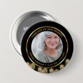Badge Rond 7,6 Cm Modern Elegant Black & Gold Candles Memorial  (Devant & derrière)