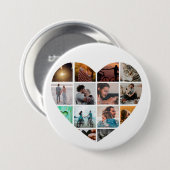 Badge Rond 7,6 Cm Modern Heart 14 Photo Collage Love Family (Devant & derrière)