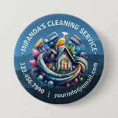 Badge Rond 7,6 Cm Modern House Cleaning Maid Service Housekeeping (Devant)