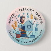 Badge Rond 7,6 Cm Modern House Cleaning Maid Service Housekeeping (Devant)