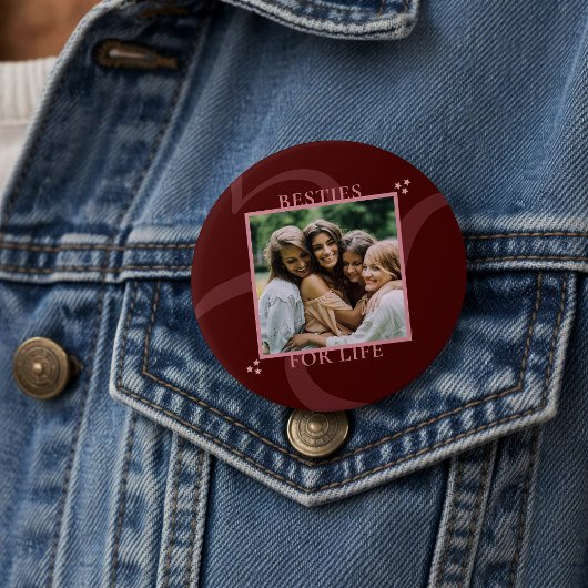 Badge Rond 7,6 Cm Modern Minimal Maroon Chic Typography Galentine's