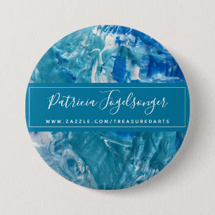 Badge Rond 7,6 Cm Modern Teal Blue Round Button