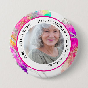 Badge Rond 7,6 Cm Moderne à jamais dans nos cœurs Mémorial coloré