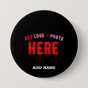BADGE ROND 7,6 CM MODERNE ET MODERNE PERSONNALISABLE NOIR VÉRIFIÉ