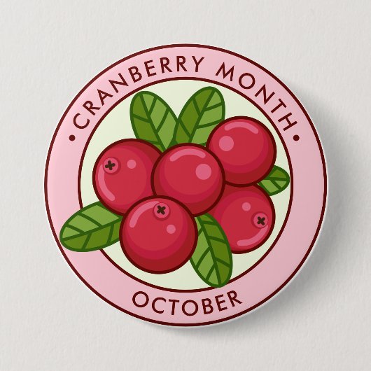 Badge Rond 7,6 Cm Mois de la canneberge Octobre (Devant)