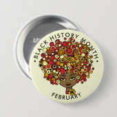 Badge Rond 7,6 Cm Mois de l'histoire noire, belle femme rétro (Devant & derrière)