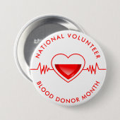 Badge Rond 7,6 Cm Mois du don de sang par volontaire national (Devant & derrière)