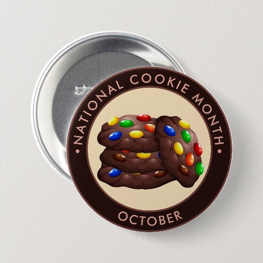 Badge Rond 7,6 Cm Mois national des biscuits, chocolat biscuits bonb (Devant & derrière)