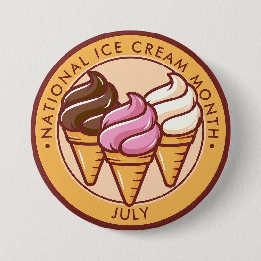 Badge Rond 7,6 Cm Mois national des glaces (Devant)