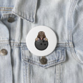 Badge Rond 7,6 Cm Mole à Bowling avec Bowling balle (En situation)
