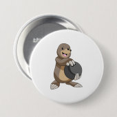 Badge Rond 7,6 Cm Mole à Bowling avec Bowling balle (Devant & derrière)