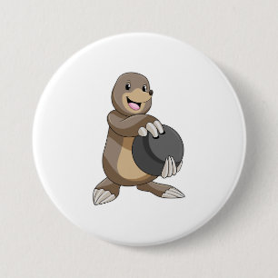 Badge Rond 7,6 Cm Mole à Bowling avec Bowling balle
