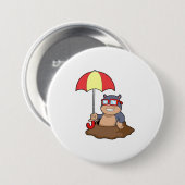 Badge Rond 7,6 Cm Mole à la pluie avec parapluie (Devant & derrière)