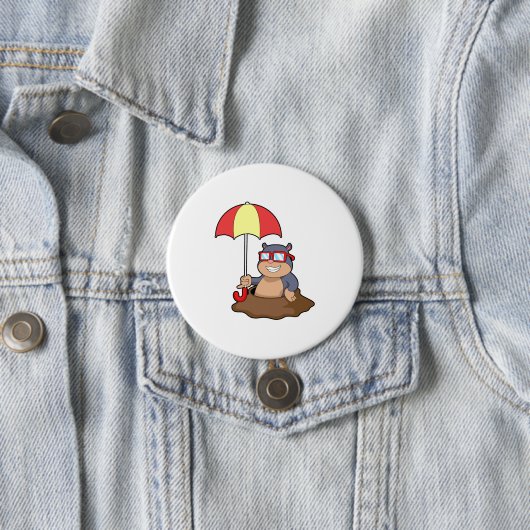 Badge Rond 7,6 Cm Mole à la pluie avec parapluie (En situation)