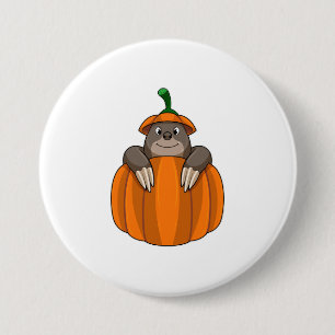 Badge Rond 7,6 Cm Mole avec Citrouille