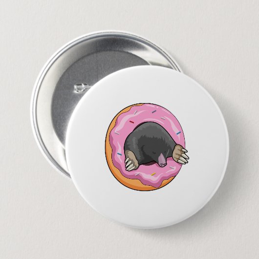 Badge Rond 7,6 Cm Mole avec Donut (Devant & derrière)