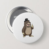 Badge Rond 7,6 Cm Mole en Groom avec Cravate (Devant & derrière)