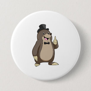 Badge Rond 7,6 Cm Mole en Groom avec Cravate