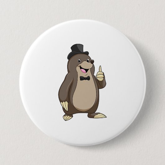 Badge Rond 7,6 Cm Mole en Groom avec Cravate (Devant)