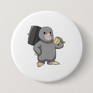 Badge Rond 7,6 Cm Mole en Handyman avec Hammer