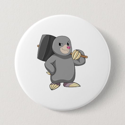 Badge Rond 7,6 Cm Mole en Handyman avec Hammer (Devant)