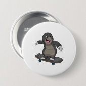 Badge Rond 7,6 Cm Mole en skate avec skateboard (Devant & derrière)