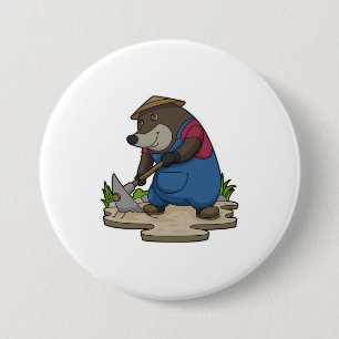 Badge Rond 7,6 Cm Mole en tant qu'agriculteur