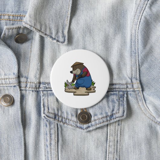 Badge Rond 7,6 Cm Mole en tant qu'agriculteur (En situation)