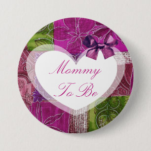 Badge Rond 7,6 Cm Mommy to be Purple Quilt Like Baby Shower Button