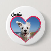 Badge Rond 7,6 Cm Mon Coeur Appartient À Photo Et Nom Personnalisés  (Devant)