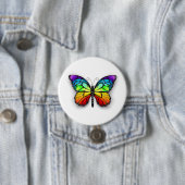 Badge Rond 7,6 Cm Monarque papillon arc-en-ciel (En situation)