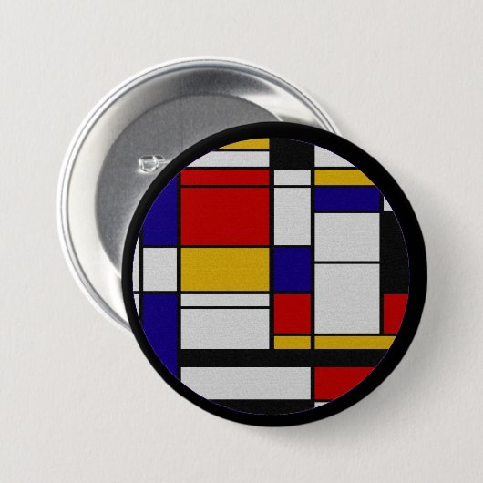 Badge Rond 7,6 Cm Mondrian de Stijl (Devant & derrière)