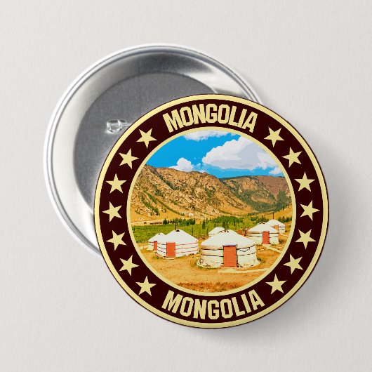 Badge Rond 7,6 Cm Mongolie (Devant & derrière)