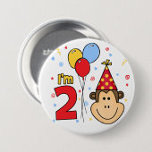 Badge Rond 7,6 Cm Monkey Face 2e anniversaire (Devant & derrière)
