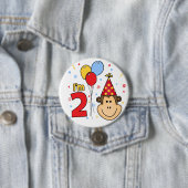 Badge Rond 7,6 Cm Monkey Face 2e anniversaire (En situation)
