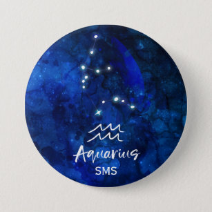 Badge Rond 7,6 Cm Monogramme bleu de galaxie de constellation de