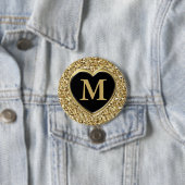 Badge Rond 7,6 Cm Monogramme de cristal Druzy - or métallique (En situation)