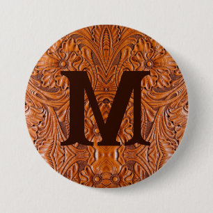 Badge Rond 7,6 Cm monogramme de mariage campagnard occidental rustiq