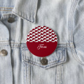 Badge Rond 7,6 Cm Monogramme motif de base rouge et blanc (En situation)