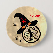 Badge Rond 7,6 Cm Monogramme Y Halloween Sky Witch Nom des araignées (Devant)